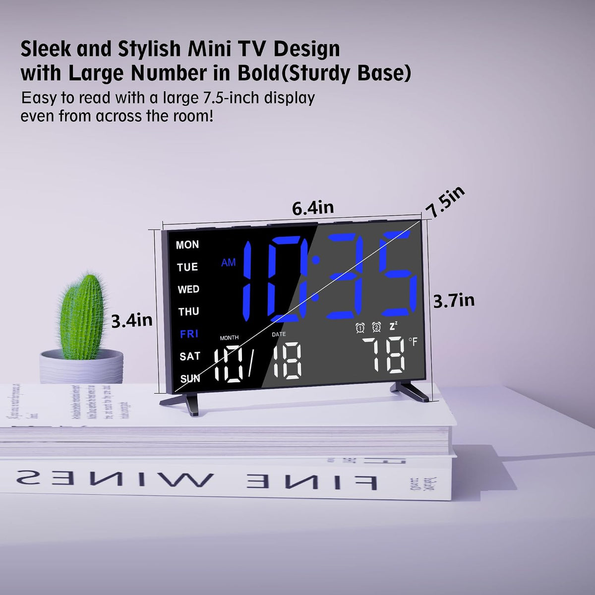 Mirror Digital Loud Alarm Clock with with Date,Indoor Temperature,USB Charging Port,Dimmer,Adjustable Volum,12/24H,Snooze,Dual Alarms (Weekday/Weekend),Perfect for Bedroom and Living Room