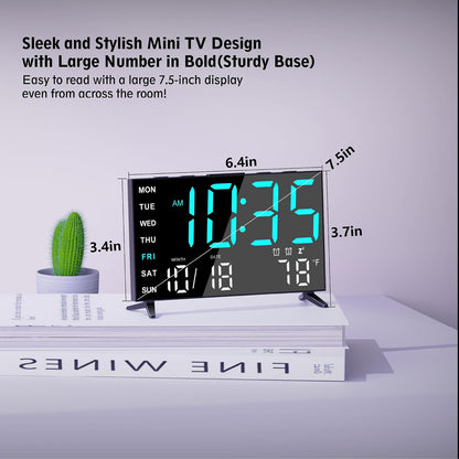 Mirror Digital Loud Alarm Clock with with Date,Indoor Temperature,USB Charging Port,Dimmer,Adjustable Volum,12/24H,Snooze,Dual Alarms (Weekday/Weekend),Perfect for Bedroom and Living Room