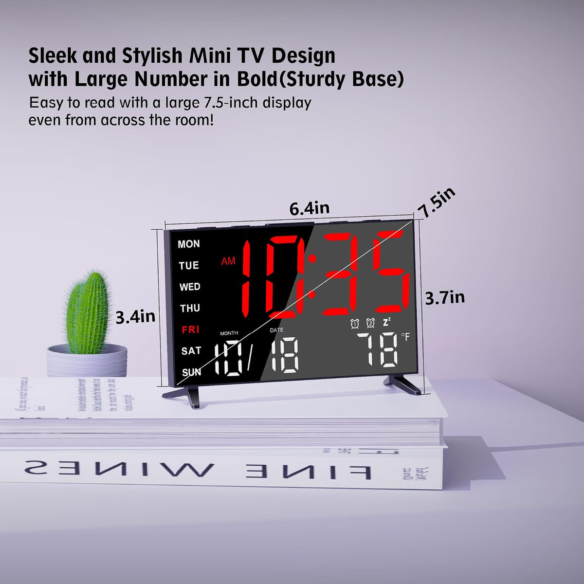Mirror Digital Loud Alarm Clock with with Date,Indoor Temperature,USB Charging Port,Dimmer,Adjustable Volum,12/24H,Snooze,Dual Alarms (Weekday/Weekend),Perfect for Bedroom and Living Room