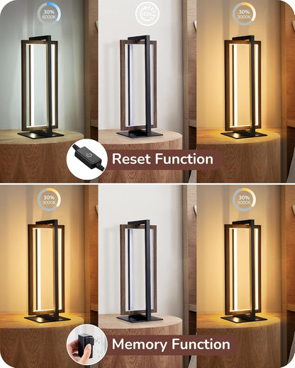 Modern LED Table Lamp, Minimalist Bedside Lamp, Walnut Wood Grain