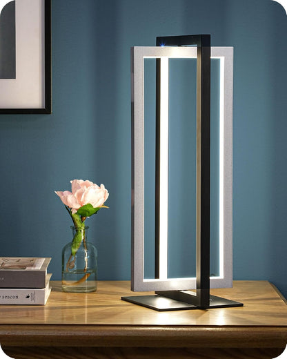 Modern LED Table Lamp, Minimalist Bedside Lamp, Walnut Wood Grain