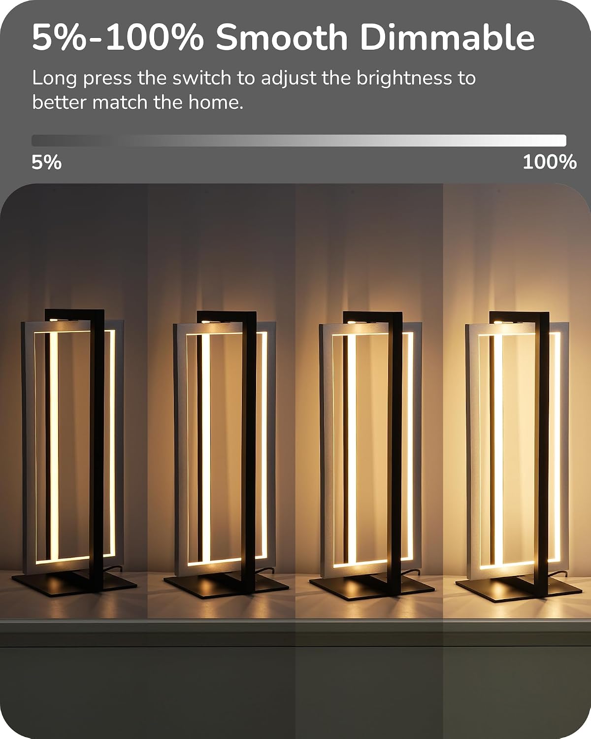 Modern LED Table Lamp, Minimalist Bedside Lamp, Walnut Wood Grain