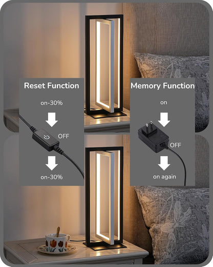 Modern LED Table Lamp, Minimalist Bedside Lamp, Walnut Wood Grain