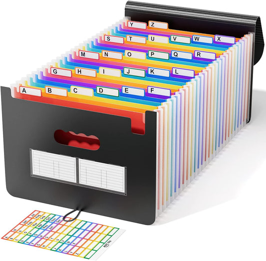 26 Pockets Accordion File Organizer, Expanding File Folders