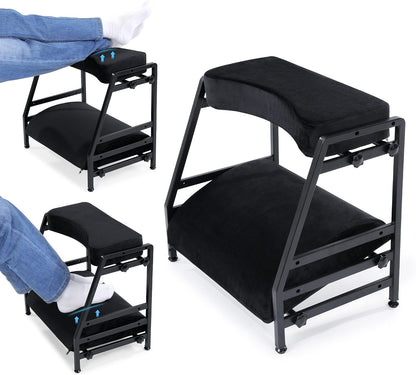 Adjustable Double Step Footrest, High-Density Foam with Sturdy Iron Frame Foot Rest Under Desk for Office, Ergonomic Footrest with Washable Cover for Desk Work, Home,Patented Design(Black)