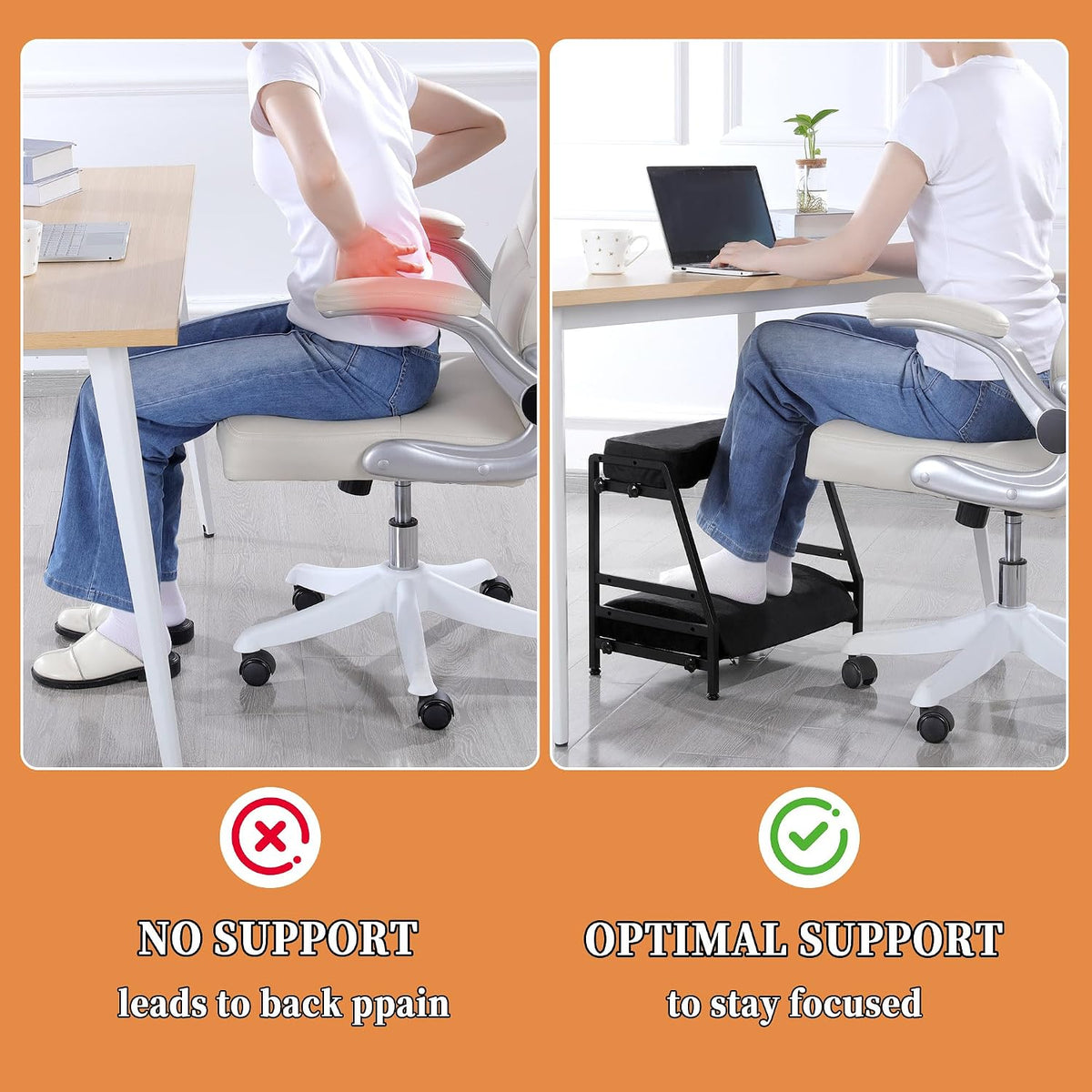 Adjustable Double Step Footrest, High-Density Foam with Sturdy Iron Frame Foot Rest Under Desk for Office, Ergonomic Footrest with Washable Cover for Desk Work, Home,Patented Design(Black)