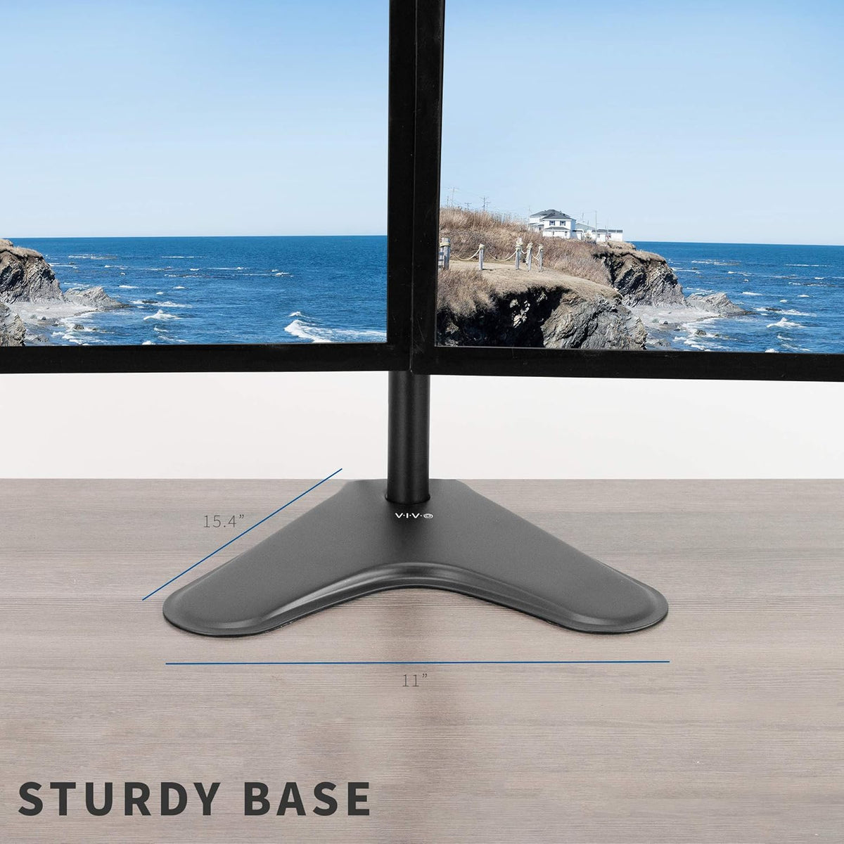 Dual 13 to 30 inch Monitor Free-Standing Mount, Fully Adjustable Desk Stand, Holds 2 Flat or Curved Display Screens, STAND-V102F