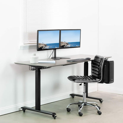 Dual 13 to 30 inch Monitor Free-Standing Mount, Fully Adjustable Desk Stand, Holds 2 Flat or Curved Display Screens, STAND-V102F