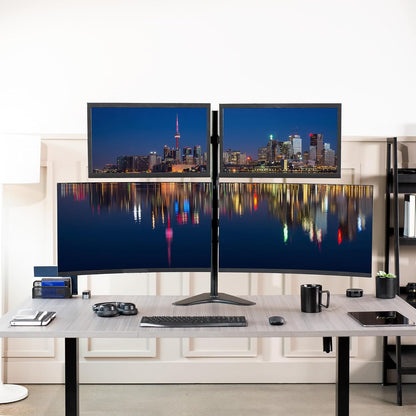 Dual 13 to 30 inch Monitor Free-Standing Mount, Fully Adjustable Desk Stand, Holds 2 Flat or Curved Display Screens, STAND-V102F