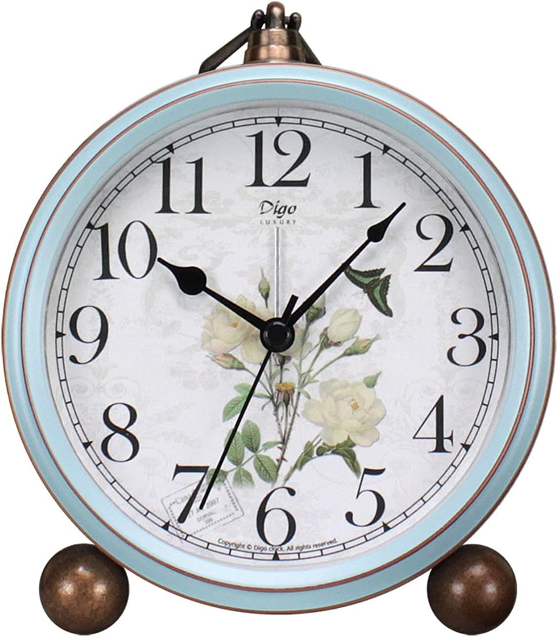 5.2in Desk Clock, Retro Silent Analog Clock Non-Ticking & Battery Operated with Quartz Movement,Clock Decor for Bedroom Living Room