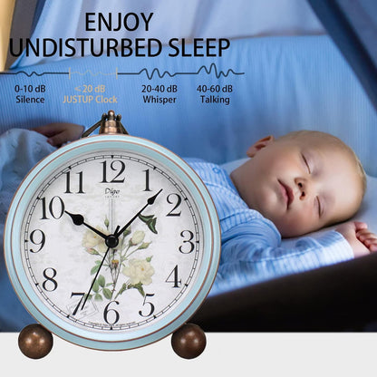 5.2in Desk Clock, Retro Silent Analog Clock Non-Ticking & Battery Operated with Quartz Movement,Clock Decor for Bedroom Living Room