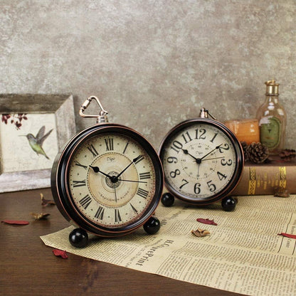 5.2in Desk Clock, Retro Silent Analog Clock Non-Ticking & Battery Operated with Quartz Movement,Clock Decor for Bedroom Living Room