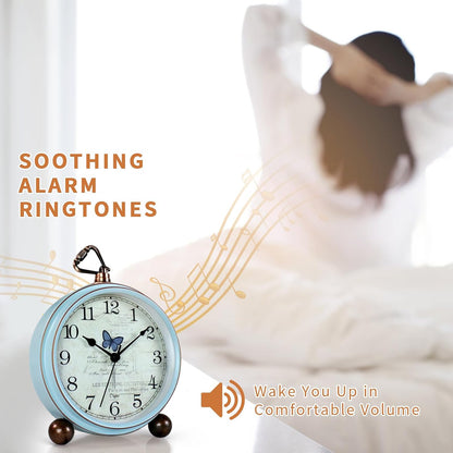 5.2in Desk Clock, Retro Silent Analog Clock Non-Ticking & Battery Operated with Quartz Movement,Clock Decor for Bedroom Living Room