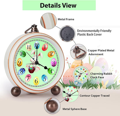 5.2in Desk Clock, Retro Silent Analog Clock Non-Ticking & Battery Operated with Quartz Movement,Clock Decor for Bedroom Living Room