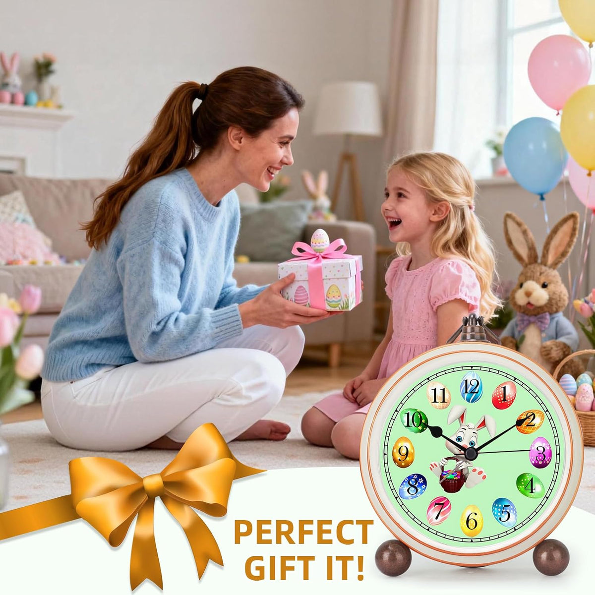 5.2in Desk Clock, Retro Silent Analog Clock Non-Ticking & Battery Operated with Quartz Movement,Clock Decor for Bedroom Living Room