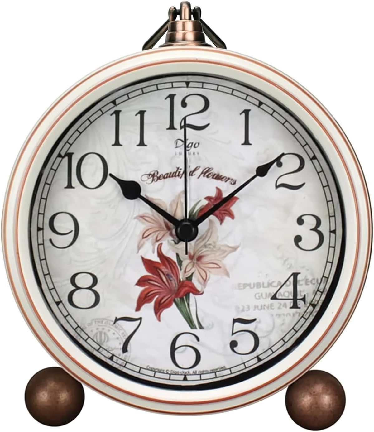 5.2in Desk Clock, Retro Silent Analog Clock Non-Ticking & Battery Operated with Quartz Movement,Clock Decor for Bedroom Living Room