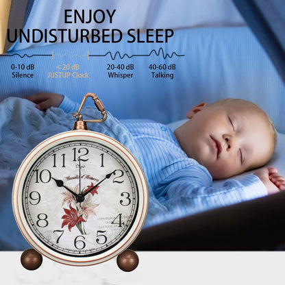 5.2in Desk Clock, Retro Silent Analog Clock Non-Ticking & Battery Operated with Quartz Movement,Clock Decor for Bedroom Living Room