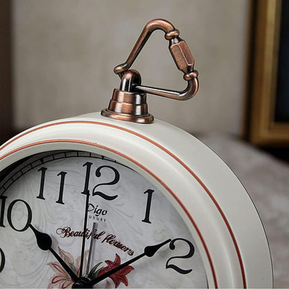 5.2in Desk Clock, Retro Silent Analog Clock Non-Ticking & Battery Operated with Quartz Movement,Clock Decor for Bedroom Living Room