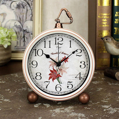5.2in Desk Clock, Retro Silent Analog Clock Non-Ticking & Battery Operated with Quartz Movement,Clock Decor for Bedroom Living Room