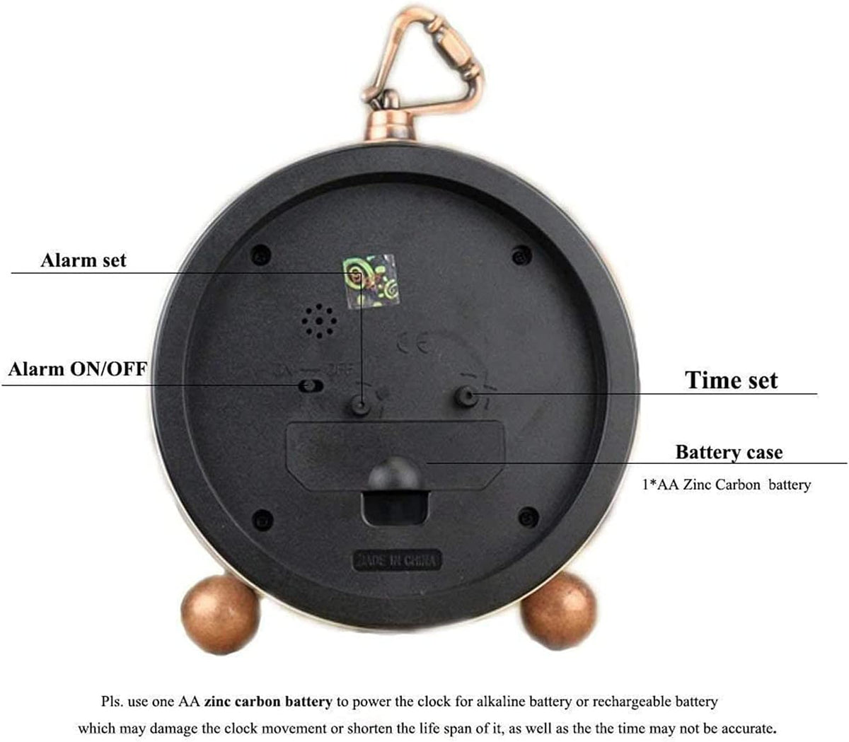 5.2in Desk Clock, Retro Silent Analog Clock Non-Ticking & Battery Operated with Quartz Movement,Clock Decor for Bedroom Living Room