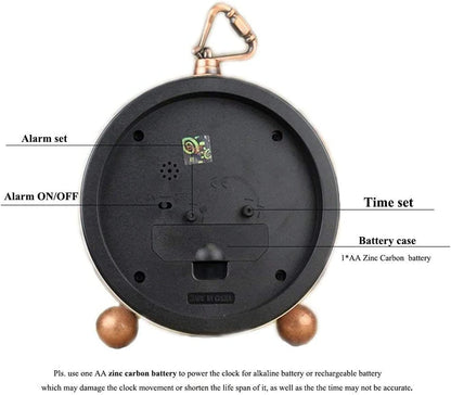 5.2in Desk Clock, Retro Silent Analog Clock Non-Ticking & Battery Operated with Quartz Movement,Clock Decor for Bedroom Living Room