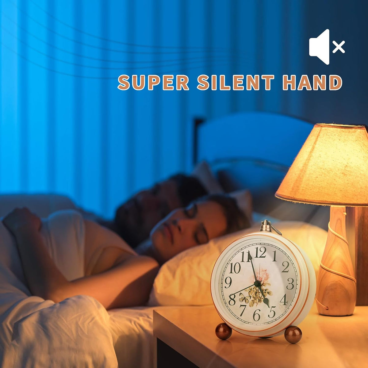 5.2in Desk Clock, Retro Silent Analog Clock Non-Ticking & Battery Operated with Quartz Movement,Clock Decor for Bedroom Living Room