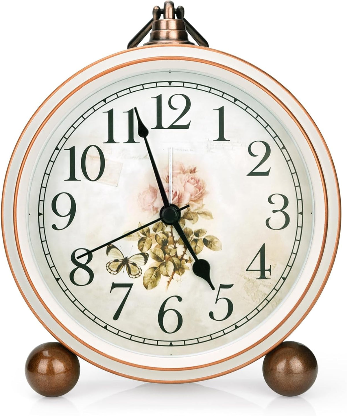 5.2in Desk Clock, Retro Silent Analog Clock Non-Ticking & Battery Operated with Quartz Movement,Clock Decor for Bedroom Living Room