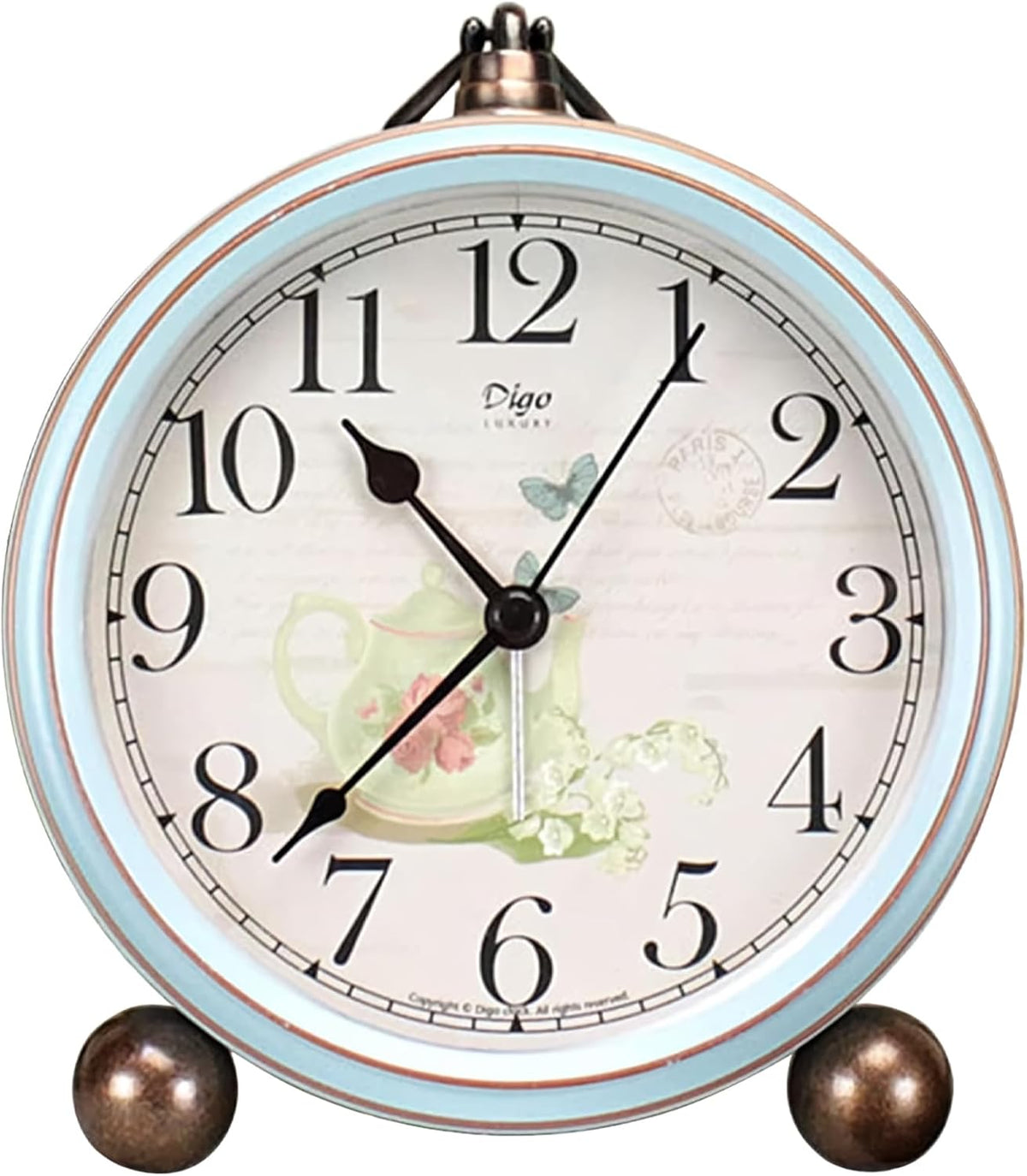 5.2in Desk Clock, Retro Silent Analog Clock Non-Ticking & Battery Operated with Quartz Movement,Clock Decor for Bedroom Living Room