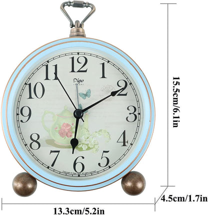 5.2in Desk Clock, Retro Silent Analog Clock Non-Ticking & Battery Operated with Quartz Movement,Clock Decor for Bedroom Living Room