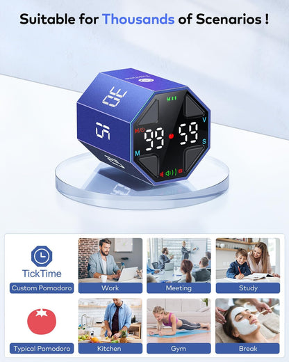 T8 Pomodoro Timer Cube for Focus, Study, Work, Task, ADHD, Kitchen