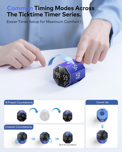 T8 Pomodoro Timer Cube for Focus, Study, Work, Task, ADHD, Kitchen