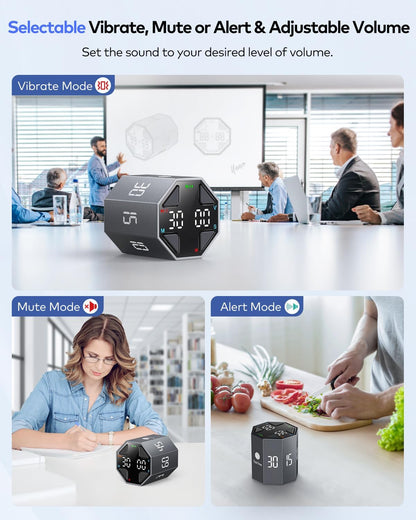 T8 Pomodoro Timer Cube for Focus, Study, Work, Task, ADHD, Kitchen