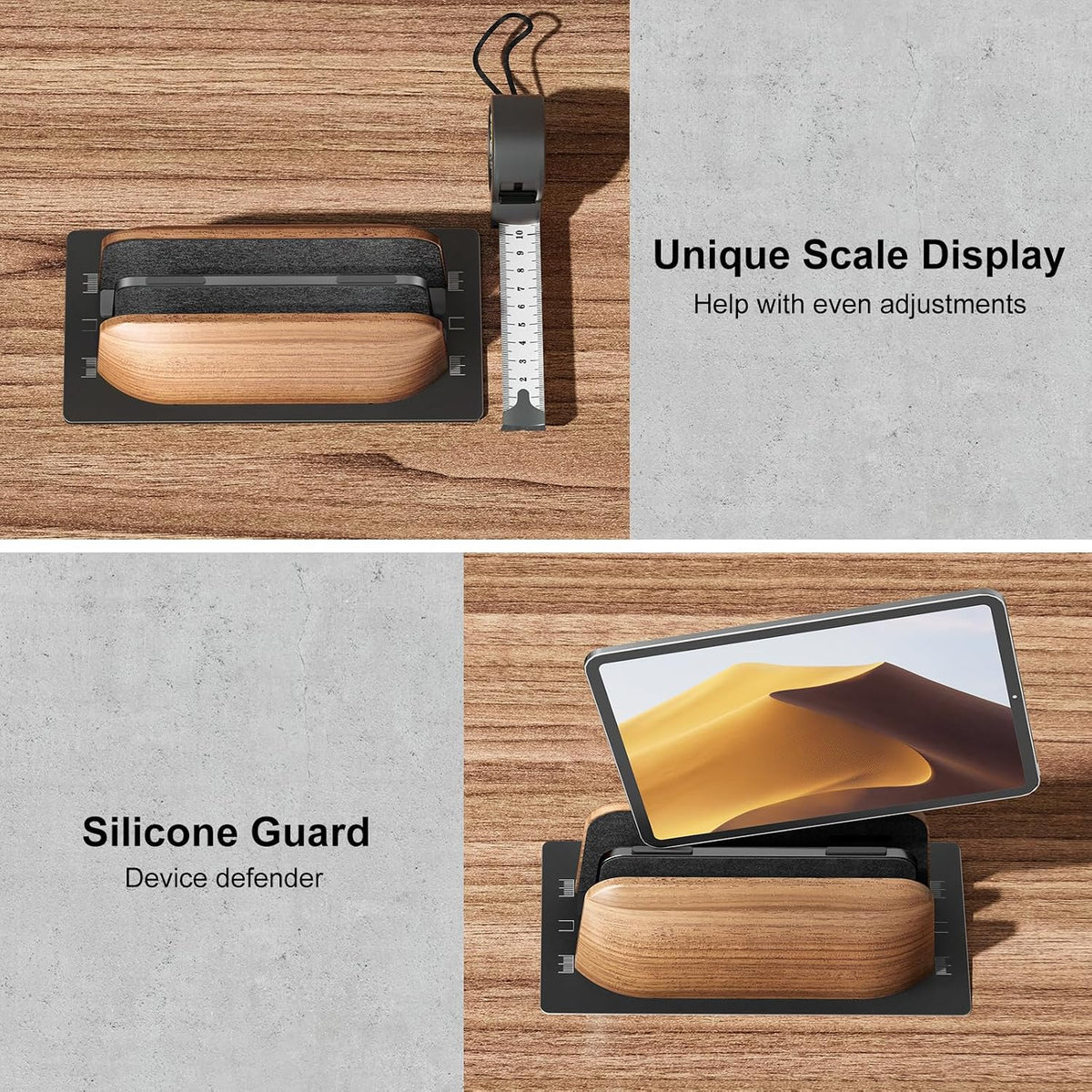 Vertical Laptop Stand, Dual Slot Wood Holder for Desk