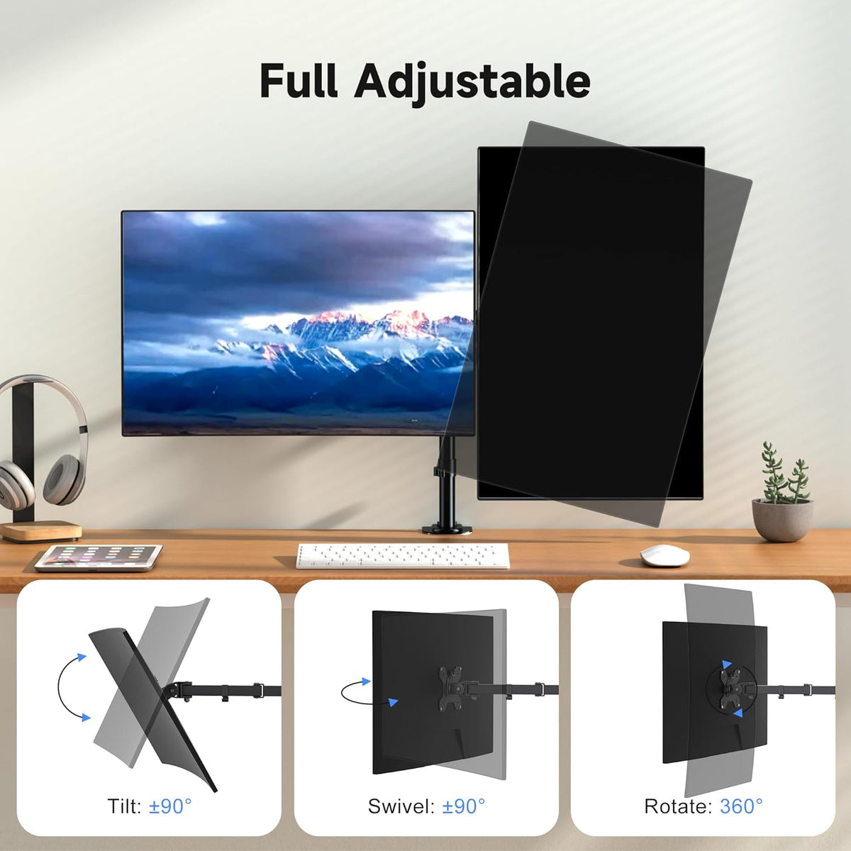 Pholiten Dual Monitor Mount for 2 Screens up to 32 Inches and 22lbs Each