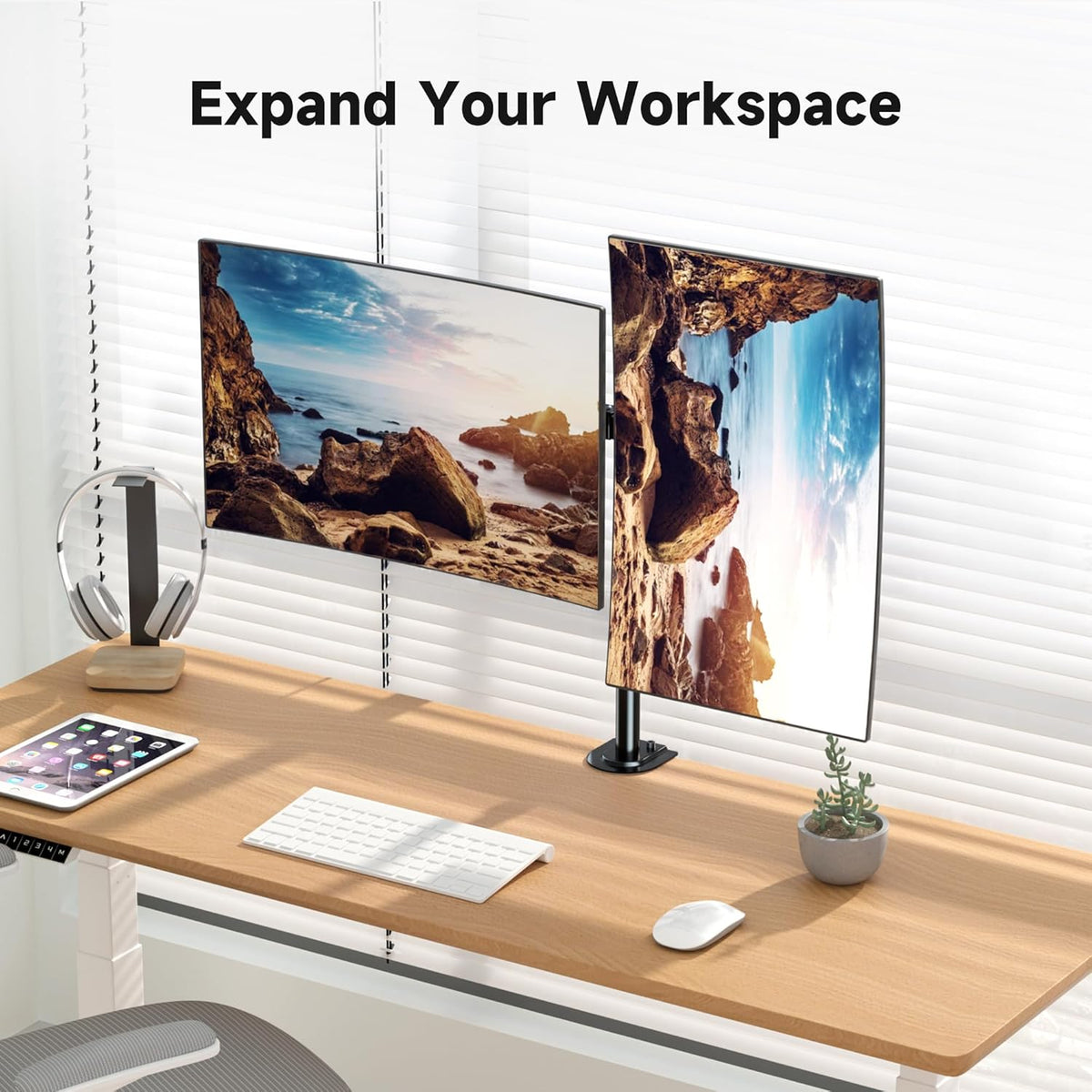 Pholiten Dual Monitor Mount for 2 Screens up to 32 Inches and 22lbs Each