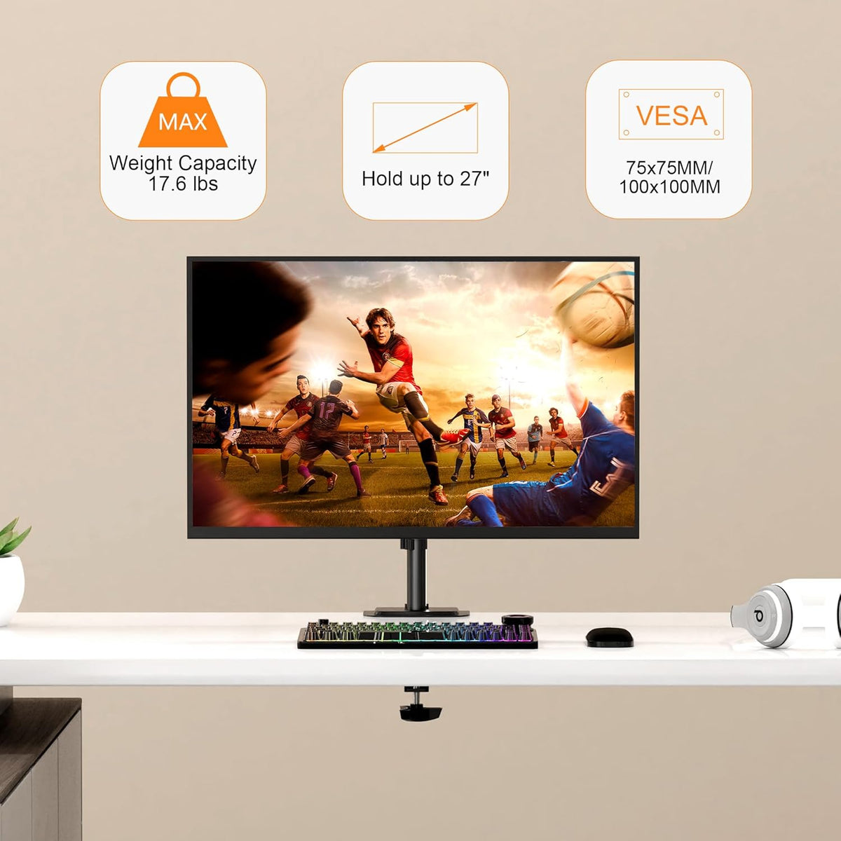 Pholiten Dual Monitor Mount for 2 Screens up to 32 Inches and 22lbs Each