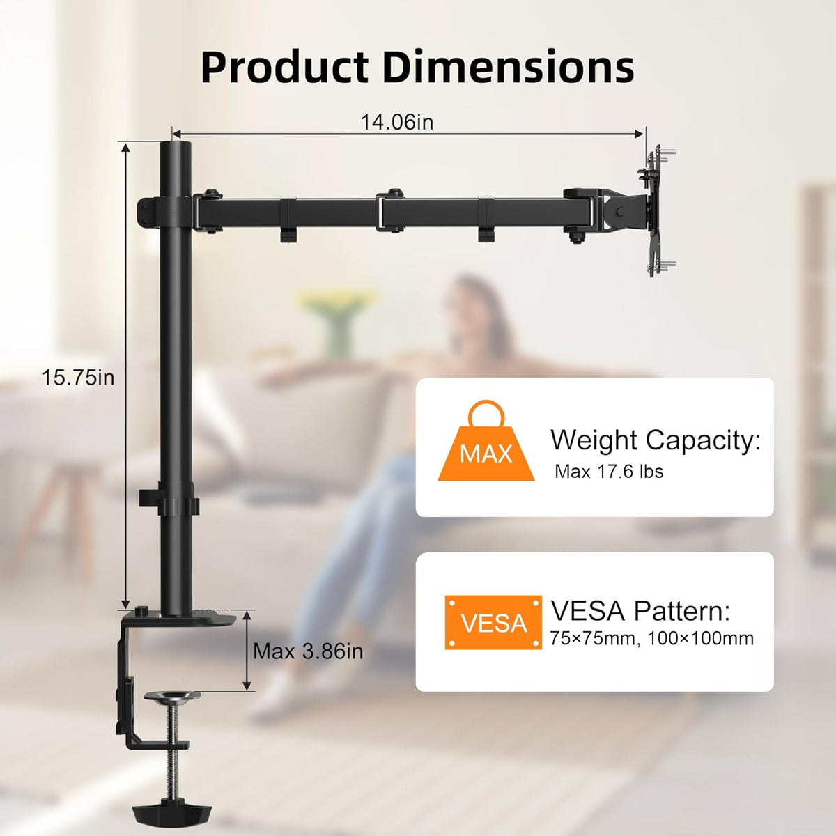 Pholiten Dual Monitor Mount for 2 Screens up to 32 Inches and 22lbs Each