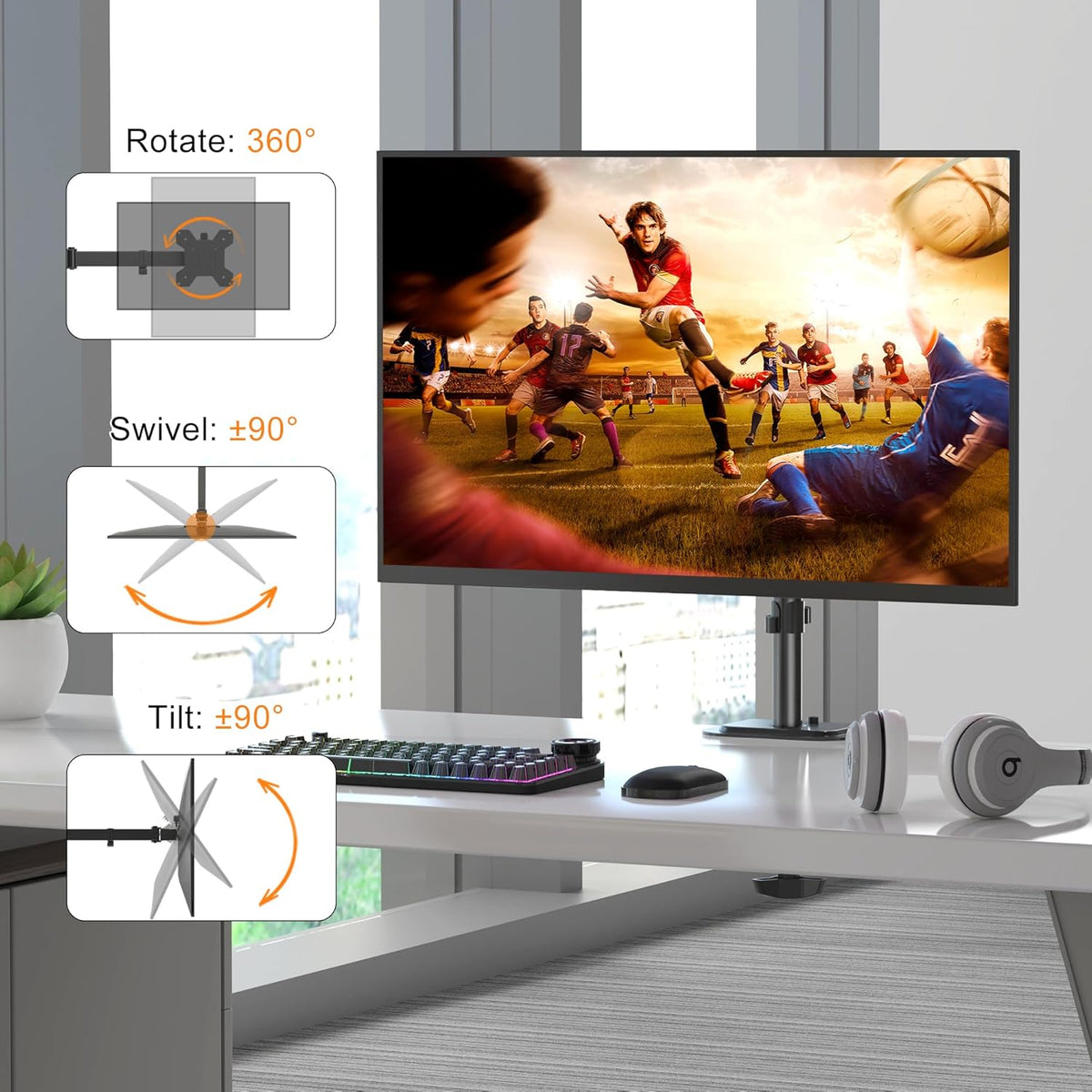 Pholiten Dual Monitor Mount for 2 Screens up to 32 Inches and 22lbs Each