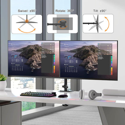 Pholiten Dual Monitor Mount for 2 Screens up to 32 Inches and 22lbs Each