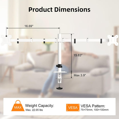 Pholiten Dual Monitor Mount for 2 Screens up to 32 Inches and 22lbs Each