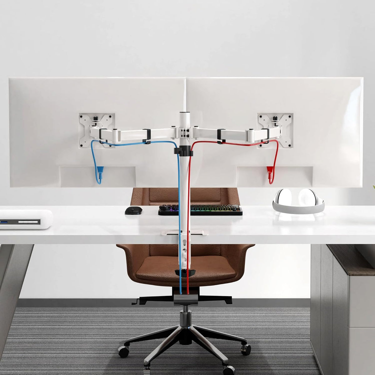 Pholiten Dual Monitor Mount for 2 Screens up to 32 Inches and 22lbs Each