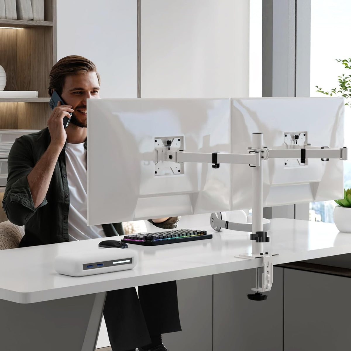 Pholiten Dual Monitor Mount for 2 Screens up to 32 Inches and 22lbs Each