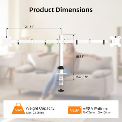 Pholiten Dual Monitor Mount for 2 Screens up to 32 Inches and 22lbs Each