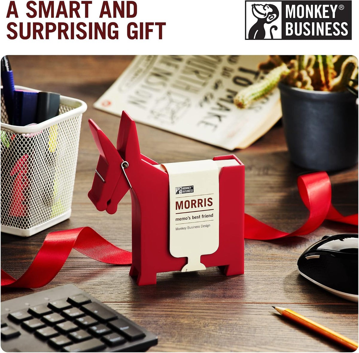 Morris the Donkey: Desktop Memo Holder | Cute Desk Accessories & Office Supplies | Funny Desk Decor & Office Accessories | Desk Supplies: Holders & Dispensers | Sticky Note Holder | by Monkey Business