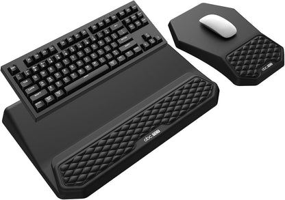 3-in-1 Ergonomic Keyboard Stand with Wrist Rest & Mouse Pad Set, Black
