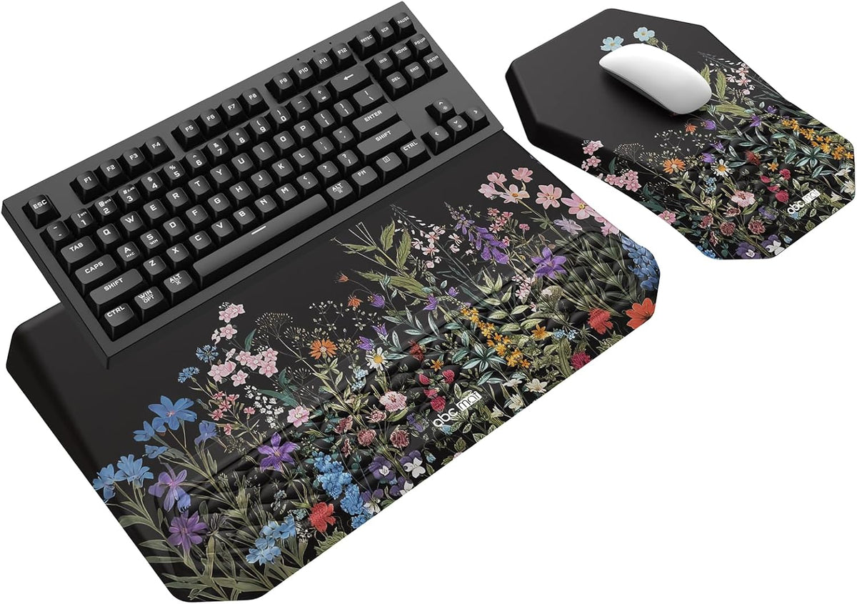 3-in-1 Ergonomic Keyboard Stand with Wrist Rest & Mouse Pad Set, Black