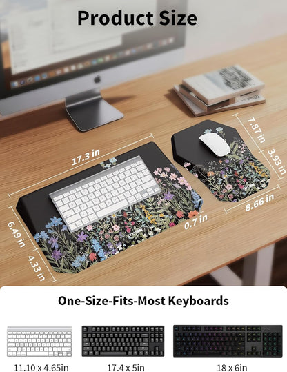 3-in-1 Ergonomic Keyboard Stand with Wrist Rest & Mouse Pad Set, Black