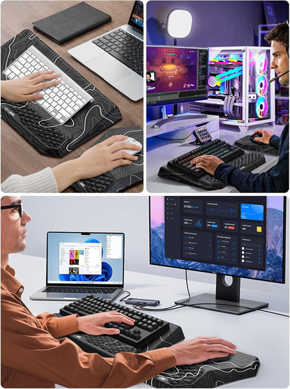 3-in-1 Ergonomic Keyboard Stand with Wrist Rest & Mouse Pad Set, Black