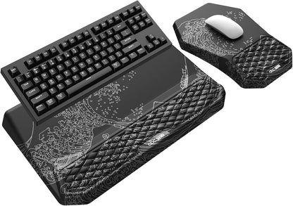 3-in-1 Ergonomic Keyboard Stand with Wrist Rest & Mouse Pad Set, Black