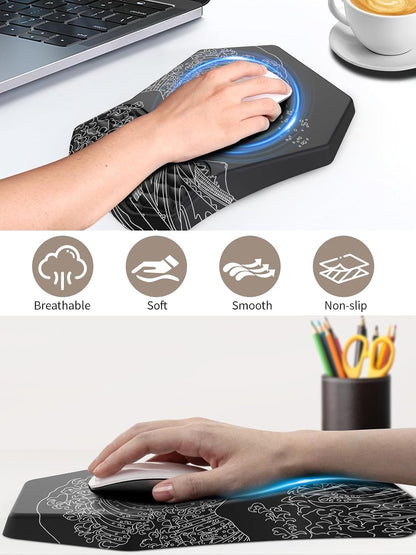 3-in-1 Ergonomic Keyboard Stand with Wrist Rest & Mouse Pad Set, Black